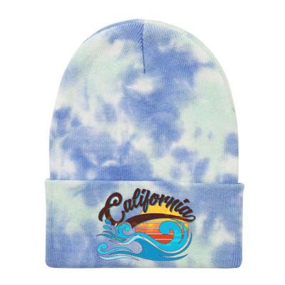 Vintage California Wave Logo Tie Dye 12in Knit Beanie