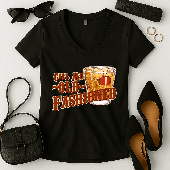 Vintage Call Me Old Fashioned Women's V-Neck T-Shirt