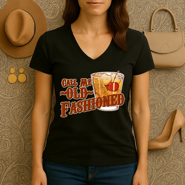 Vintage Call Me Old Fashioned Women's V-Neck T-Shirt