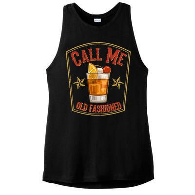 Vintage Call Me Old Fashioned Whiskey Ladies PosiCharge Tri-Blend Wicking Tank