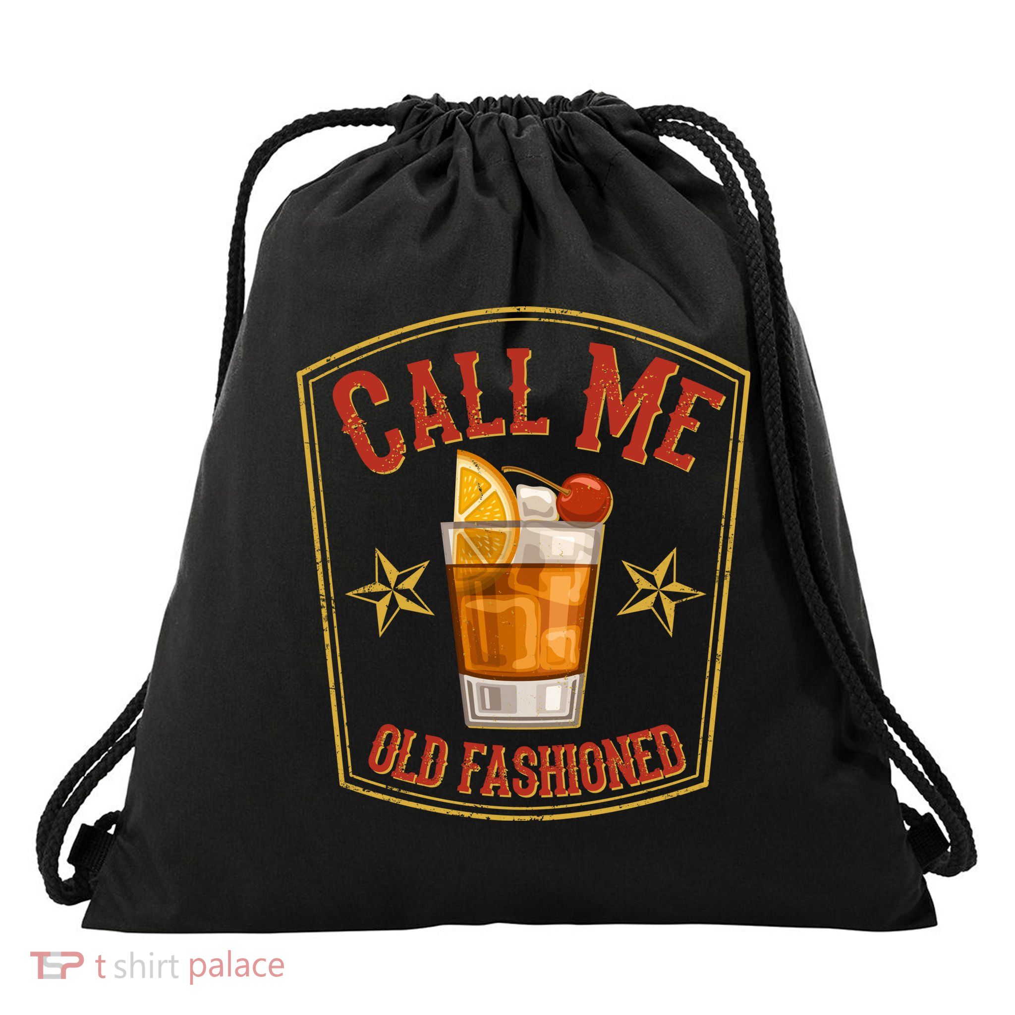 Vintage Call Me Old Fashioned Whiskey Drawstring Bag