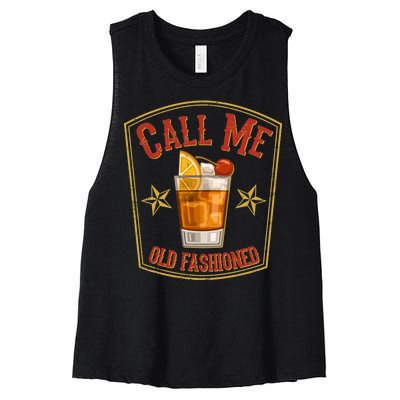 Vintage Call Me Old Fashioned Whiskey Women's Racerback Cropped Tank