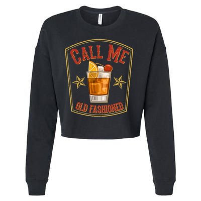 Vintage Call Me Old Fashioned Whiskey Cropped Pullover Crew