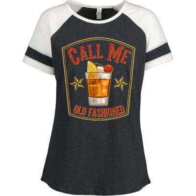 Vintage Call Me Old Fashioned Whiskey Enza Ladies Jersey Colorblock Tee