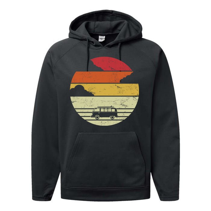 Vintage Camping Sunset Performance Fleece Hoodie