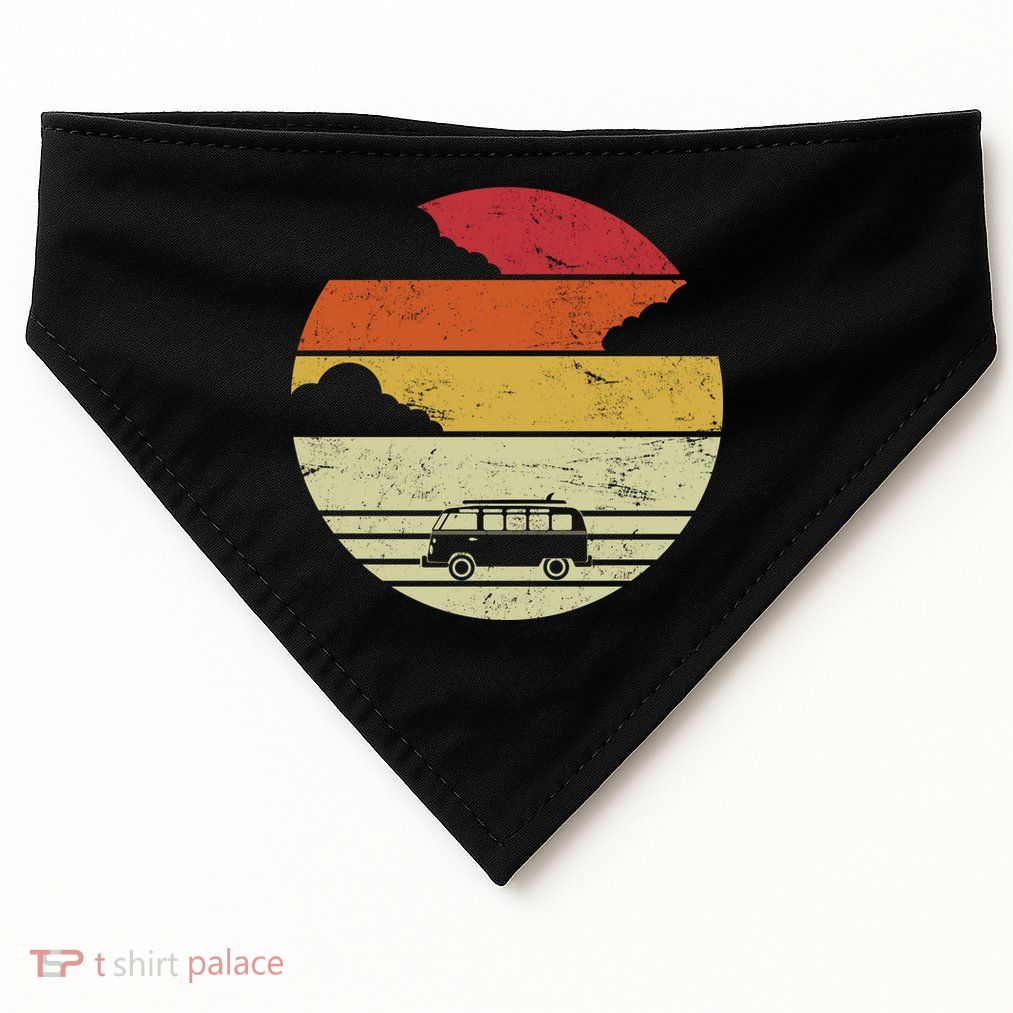 Vintage Camping Sunset USA-Made Doggie Bandana