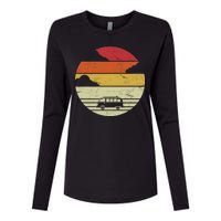 Vintage Camping Sunset Womens Cotton Relaxed Long Sleeve T-Shirt