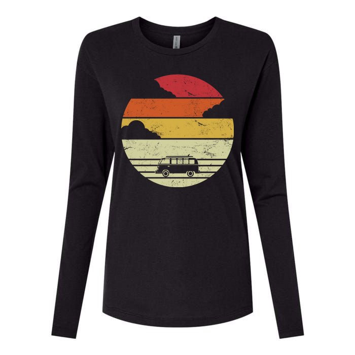 Vintage Camping Sunset Womens Cotton Relaxed Long Sleeve T-Shirt