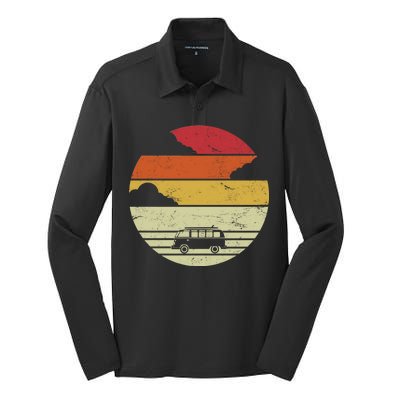 Vintage Camping Sunset Silk Touch Performance Long Sleeve Polo