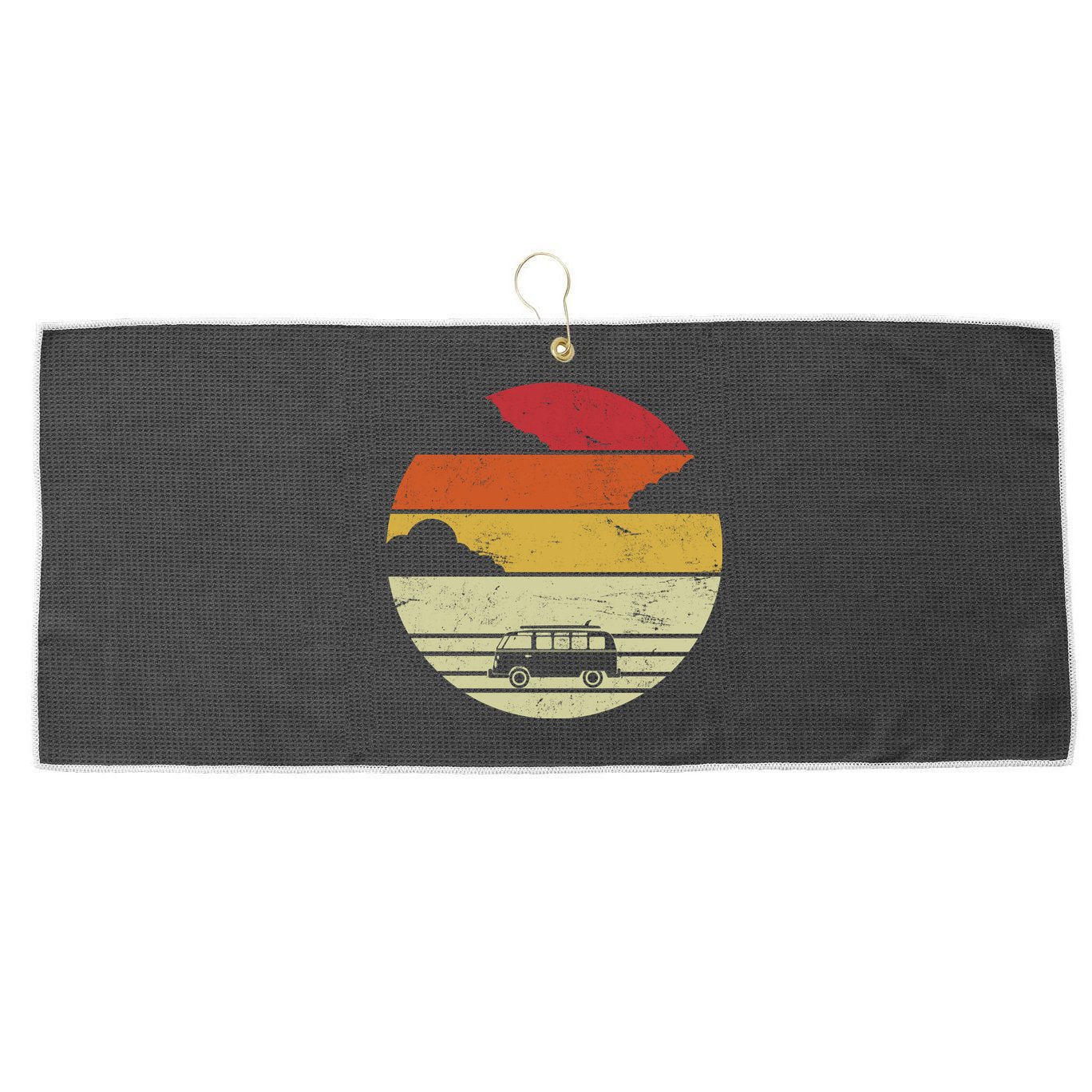 Vintage Camping Sunset Large Microfiber Waffle Golf Towel
