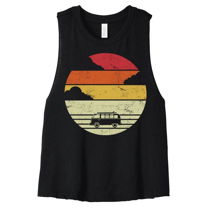 Vintage Camping Sunset Women's Racerback Cropped Tank