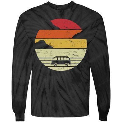 Vintage Camping Sunset Tie-Dye Long Sleeve Shirt