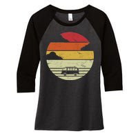 Vintage Camping Sunset Women's Tri-Blend 3/4-Sleeve Raglan Shirt