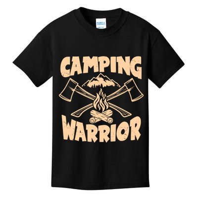Vintage Camping Warrior Lumberjack Axes Kids T-Shirt