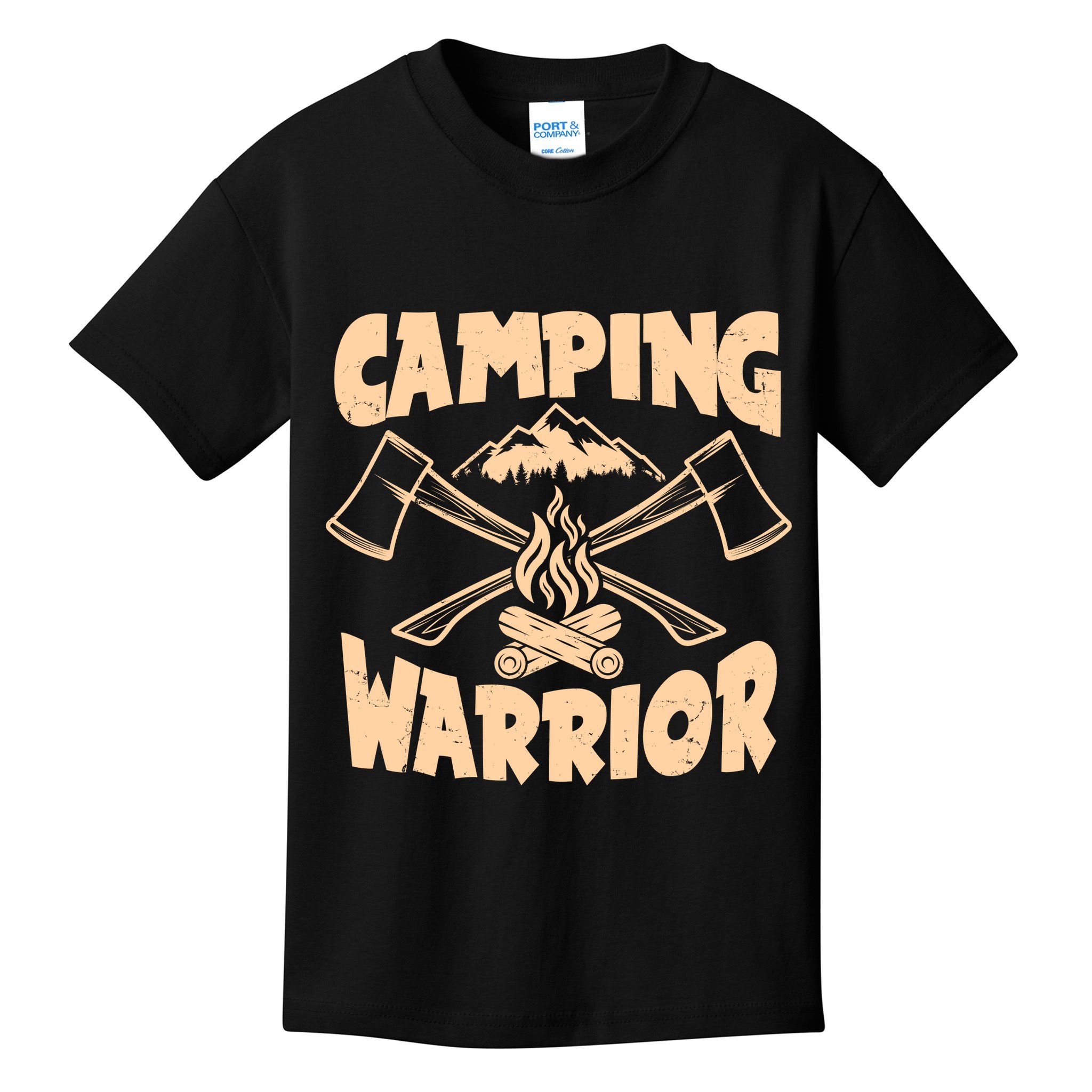 Vintage Camping Warrior Lumberjack Axes Kids T-Shirt