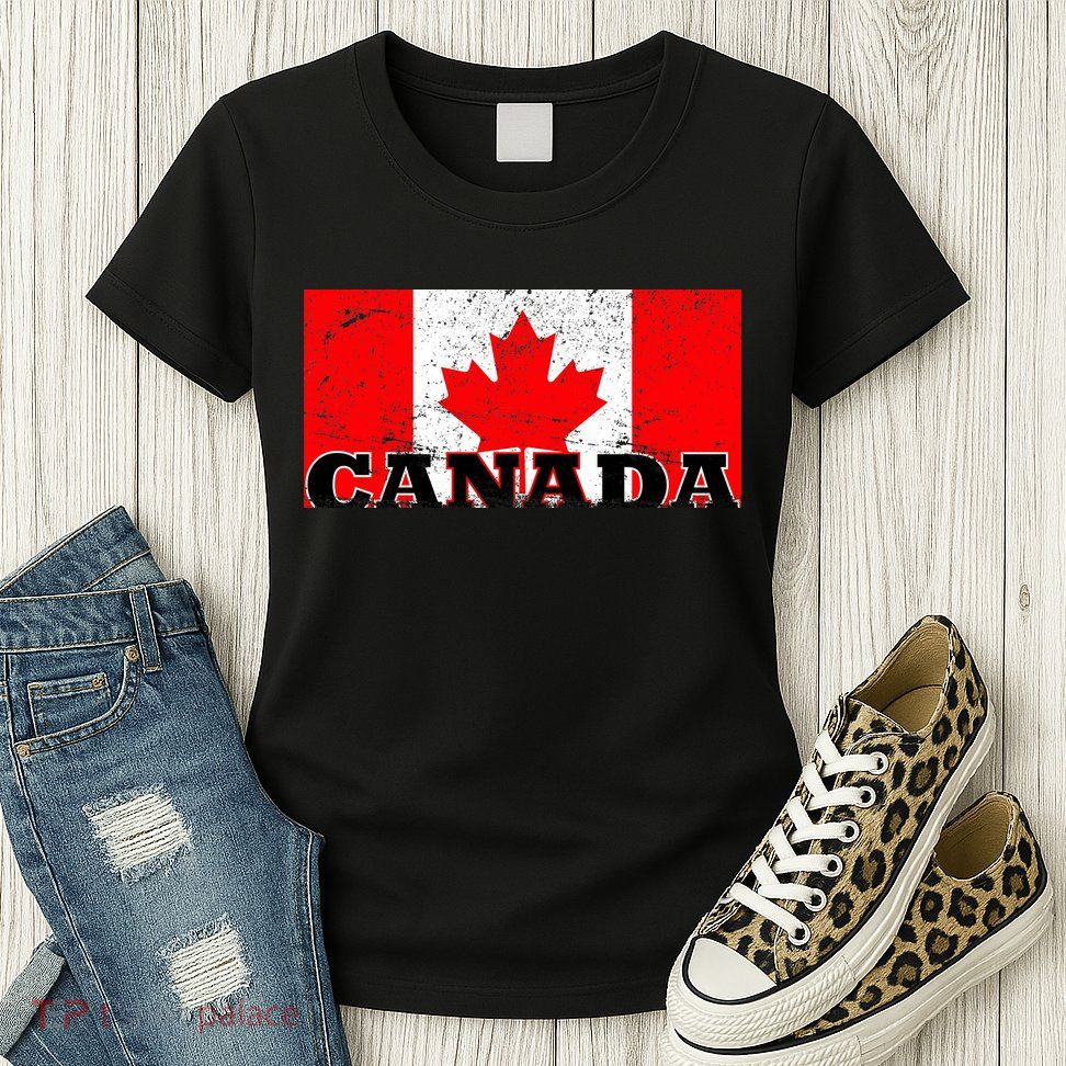 Vintage Canadian Flag Canada Womens T-Shirt