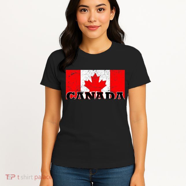 Vintage Canadian Flag Canada Womens T-Shirt
