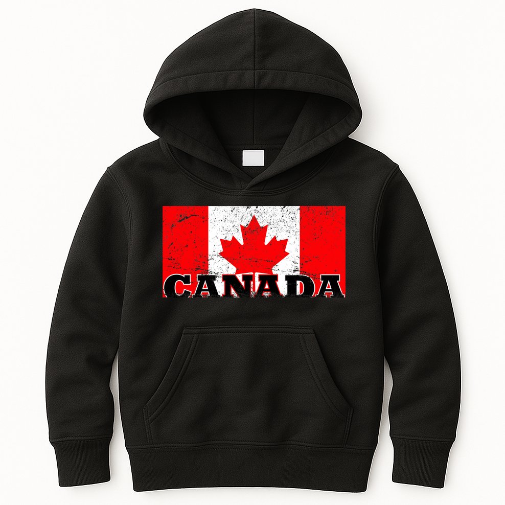 Vintage Canadian Flag Canada Kids Hoodie