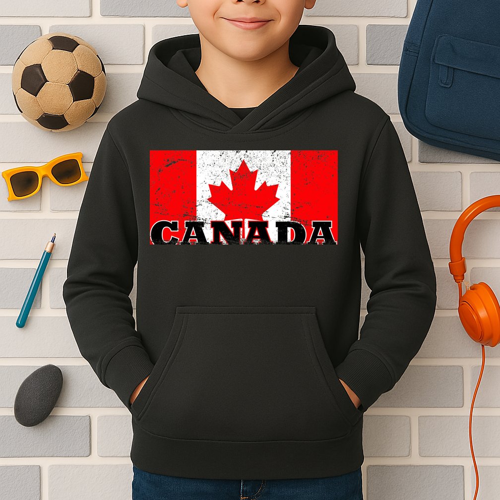 Vintage Canadian Flag Canada Kids Hoodie