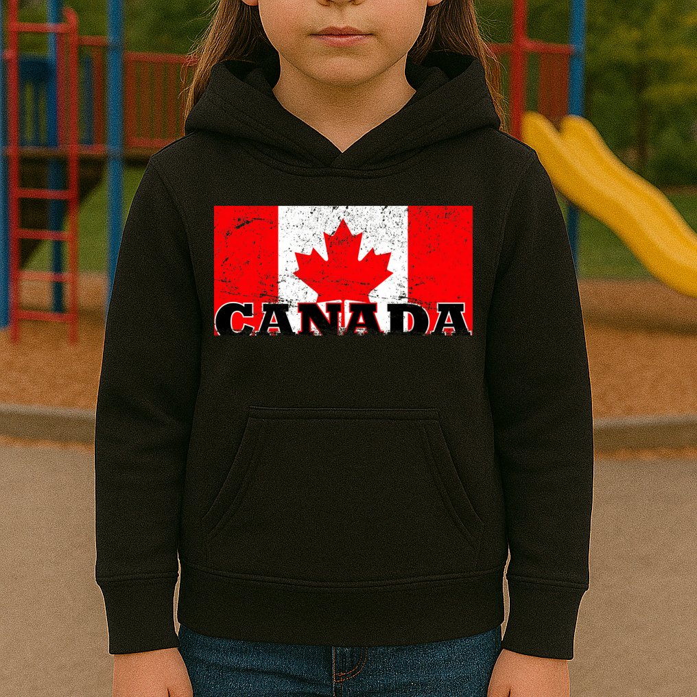 Vintage Canadian Flag Canada Kids Hoodie
