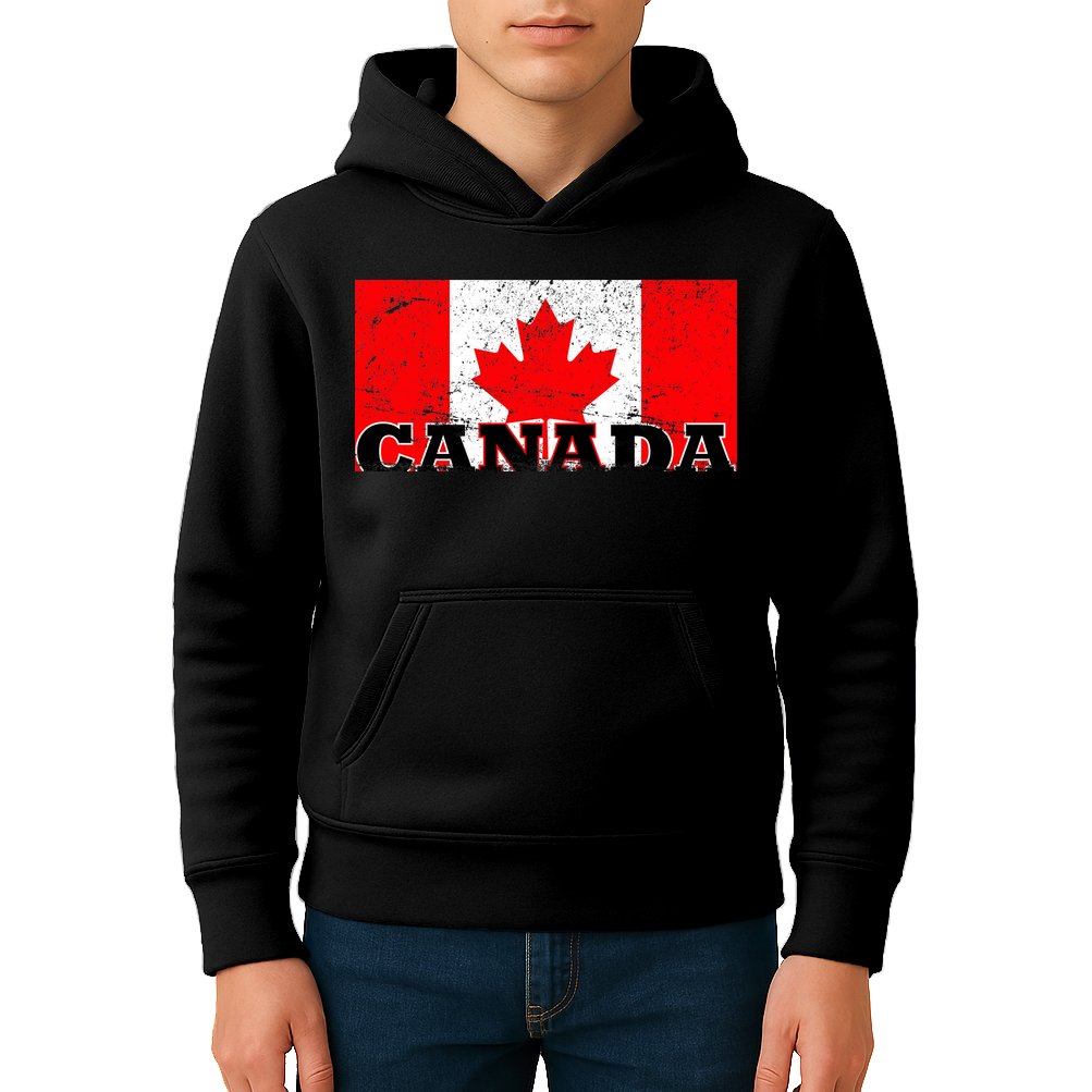 Vintage Canadian Flag Canada Kids Hoodie