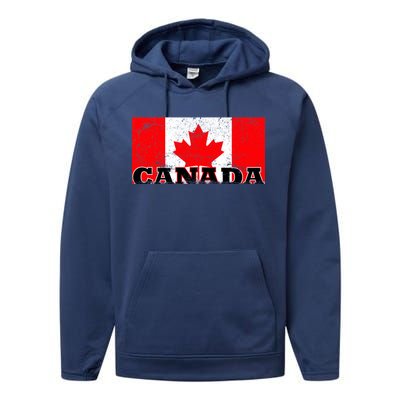 Vintage Canadian Flag Canada Performance Fleece Hoodie