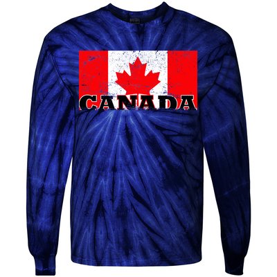 Vintage Canadian Flag Canada Tie-Dye Long Sleeve Shirt