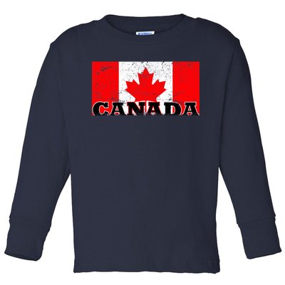 Vintage Canadian Flag Canada Toddler Long Sleeve Shirt