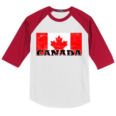 Vintage Canadian Flag Canada Kids Colorblock Raglan Jersey