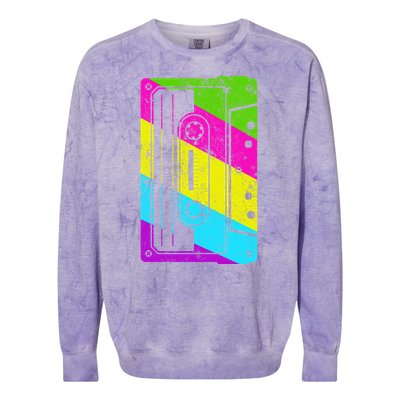 Vintage Cassette Tape 80s  Colorblast Crewneck Sweatshirt