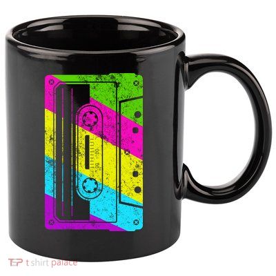 Vintage Cassette Tape 80s  11oz C Handle Ceramic Mug