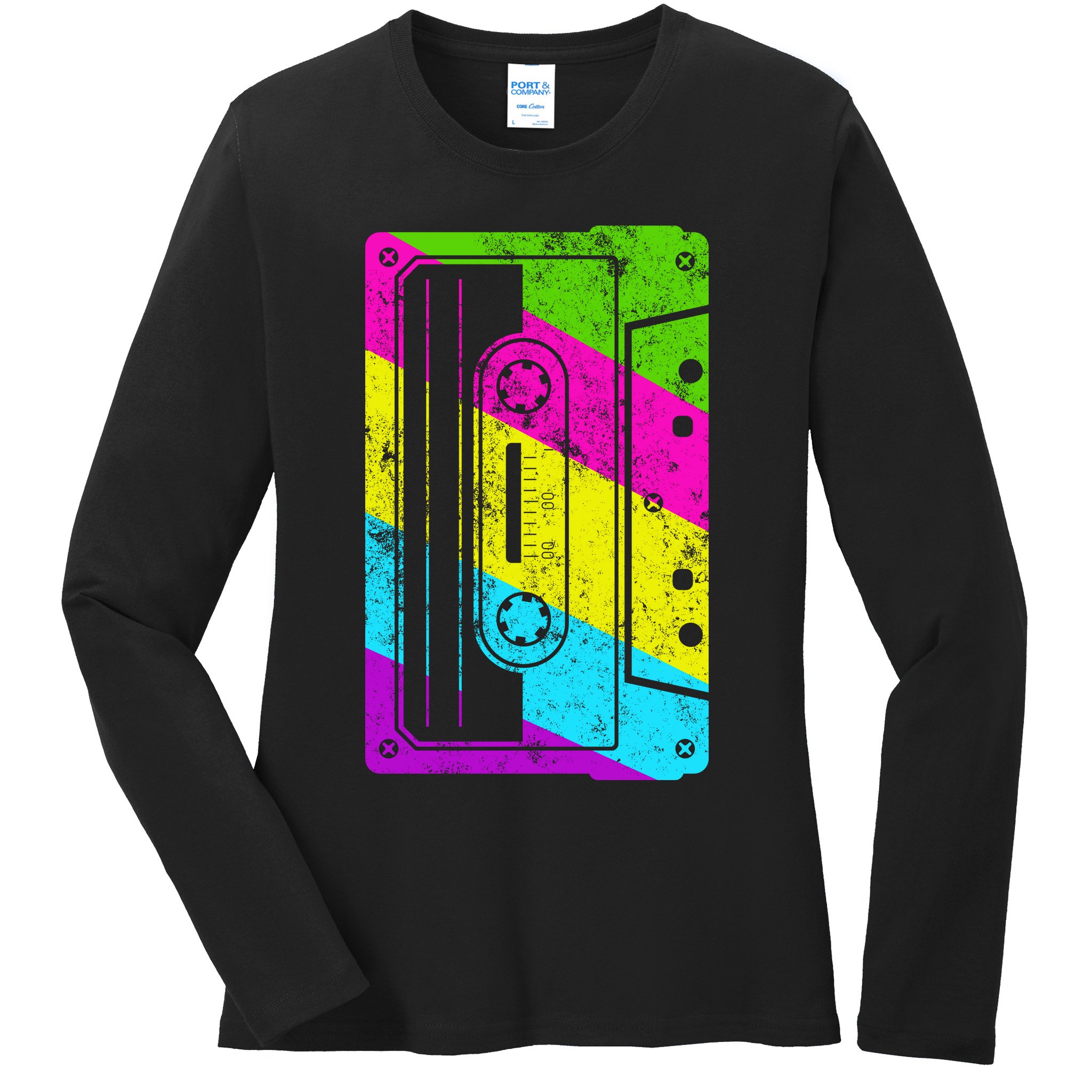Vintage Cassette Tape 80s  Ladies Long Sleeve Shirt