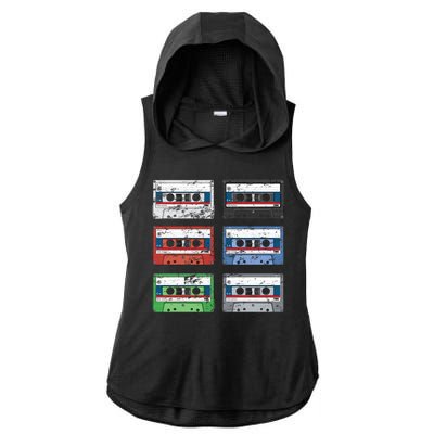 Vintage Cassette Tapes Ladies PosiCharge Tri-Blend Wicking Draft Hoodie Tank