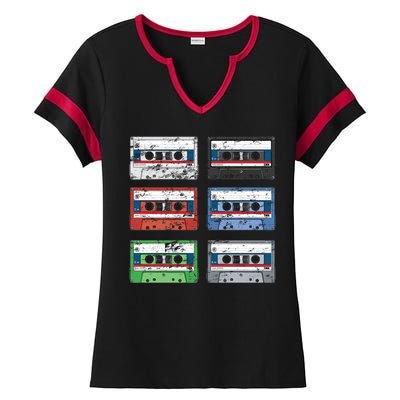 Vintage Cassette Tapes Ladies Halftime Notch Neck Tee