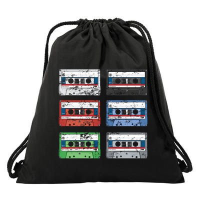Vintage Cassette Tapes Drawstring Bag