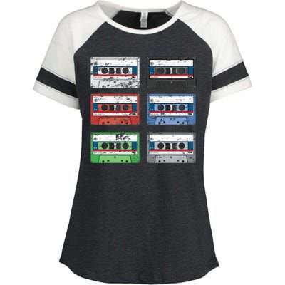 Vintage Cassette Tapes Enza Ladies Jersey Colorblock Tee