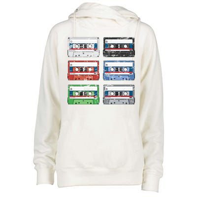 Vintage Cassette Tapes Womens Funnel Neck Pullover Hood