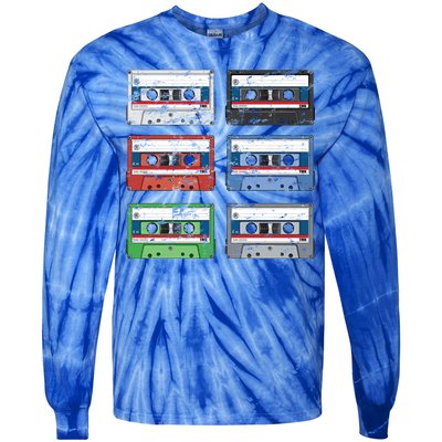 Vintage Cassette Tapes Tie-Dye Long Sleeve Shirt