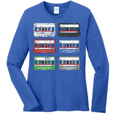 Vintage Cassette Tapes Ladies Long Sleeve Shirt