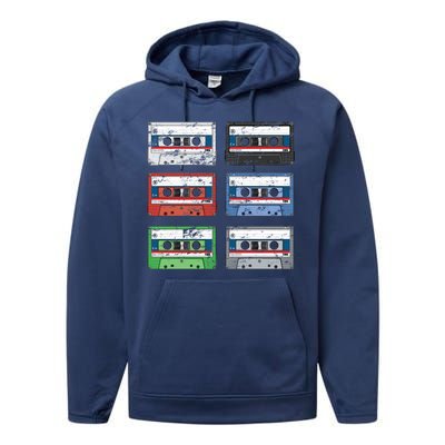 Vintage Cassette Tapes Performance Fleece Hoodie