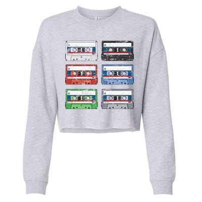 Vintage Cassette Tapes Cropped Pullover Crew