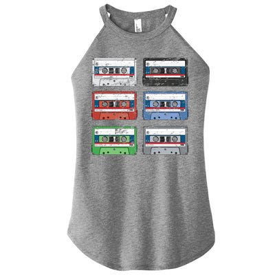 Vintage Cassette Tapes Women's Perfect Tri Rocker Tank