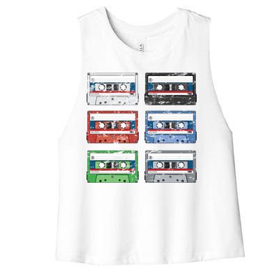 Vintage Cassette Tapes Women's Racerback Cropped Tank