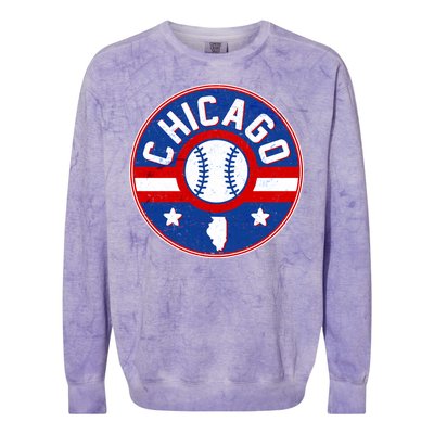 Vintage Chicago Baseball Emblem Colorblast Crewneck Sweatshirt