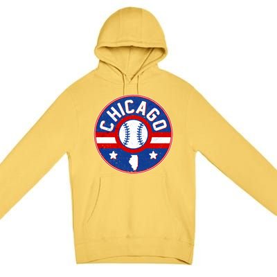 Vintage Chicago Baseball Emblem Premium Pullover Hoodie