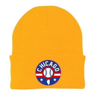 Vintage Chicago Baseball Emblem Knit Cap Winter Beanie