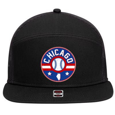 Vintage Chicago Baseball Emblem 7 Panel Mesh Trucker Snapback Hat