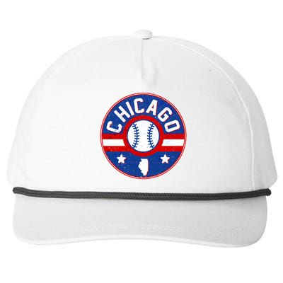 Vintage Chicago Baseball Emblem Snapback Five-Panel Rope Hat