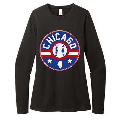 Vintage Chicago Baseball Emblem Womens CVC Long Sleeve Shirt