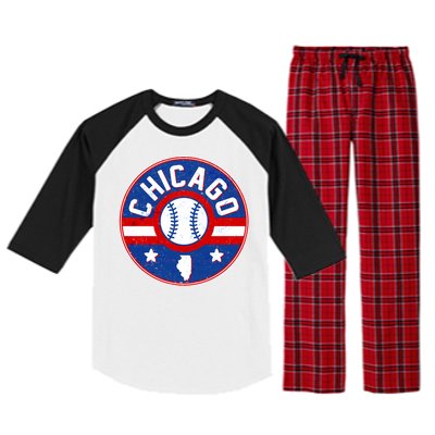 Vintage Chicago Baseball Emblem Raglan Sleeve Pajama Set